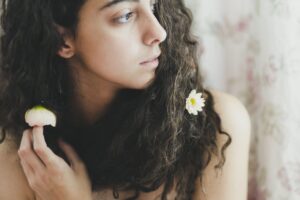 herbal skincare brand -women using hair oil